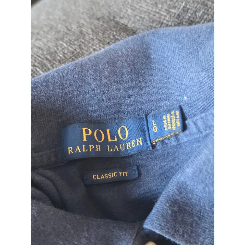 Polo Ralph Lauren Men’s Large Classic Fit Soft Cotton Blue Polo Shirt Pony L